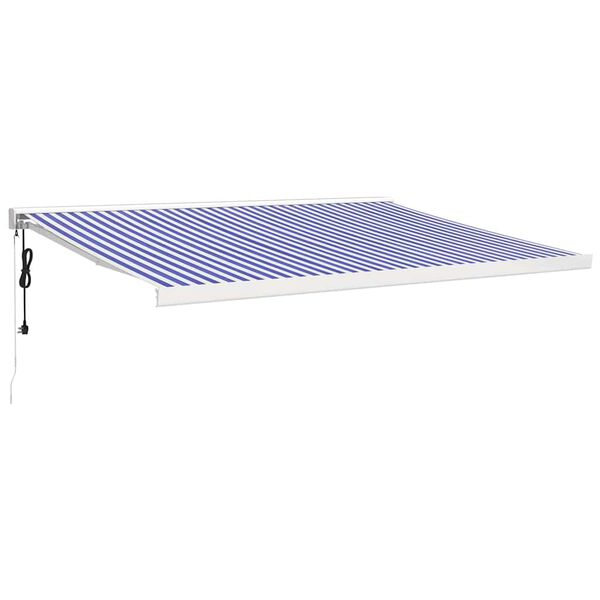 vidaXL Toldo retr&aacute;ctil aluminio y tela azul y blanco 4x3 m