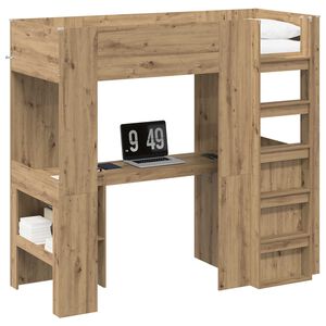 vidaXL Estructura de litera con escritorio Roble artisan 75 x 190 cm