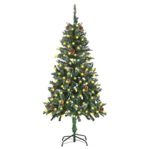 vidaXL &Aacute;rbol de Navidad artificial iluminado con luces y pi&ntilde;as 150 cm