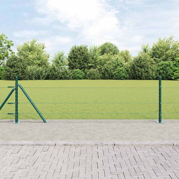 vidaXL Poste de Valla Verde 10 x 0,4 m (malla de 25 mm) Acero y PVC