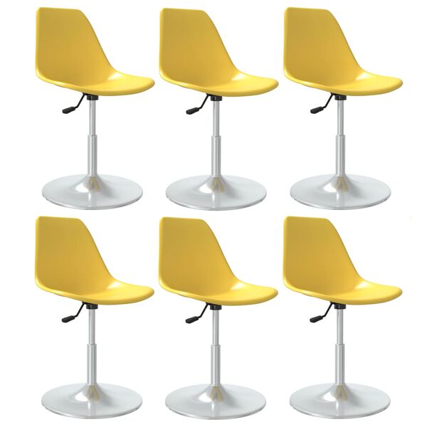 vidaXL Sillas de comedor giratorias 6 unidades PP amarillo