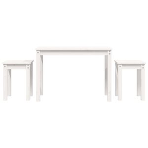 vidaXL Mesas apilables 3 piezas madera maciza de pino blanco