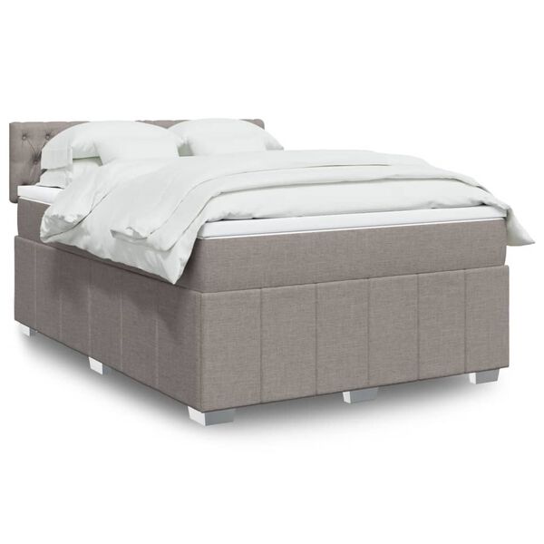vidaXL Cama box spring con colch&oacute;n tela gris taupe 160x200 cm