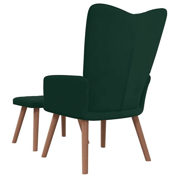 vidaXL Sill&oacute;n de relax con taburete terciopelo verde oscuro