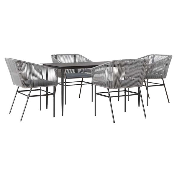 vidaXL Juego comedor jardín 5 pzas cojines ratán sintético vidrio gris