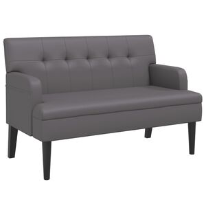 vidaXL Banco con respaldo cuero sint&eacute;tico gris 112x65,5x75 cm