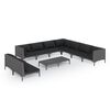 vidaXL Muebles de jard&iacute;n 10 pzas y cojines rat&aacute;n sint&eacute;tico gris oscuro