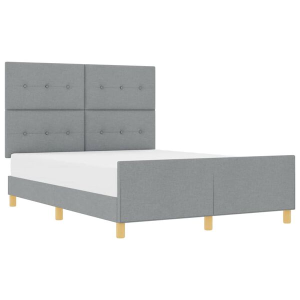 vidaXL Estructura de cama con cabecera Gris claro 160 x 200 cm tela