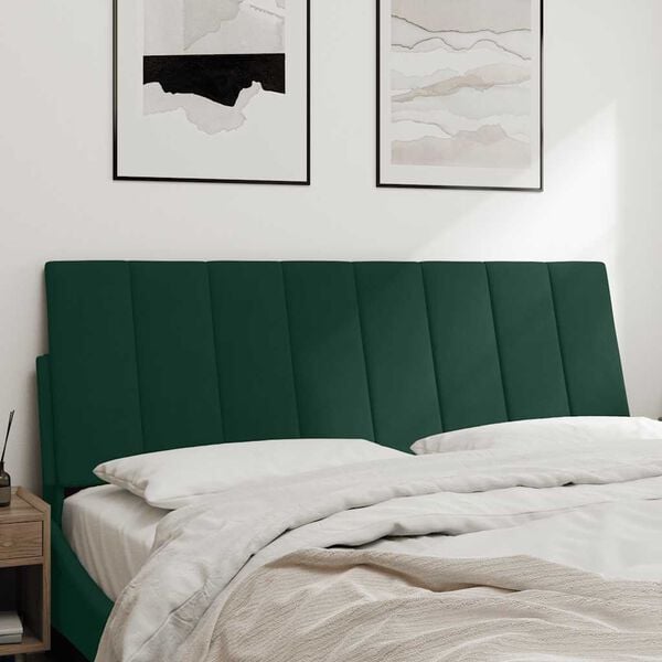vidaXL Cabecero de cama acolchado Hanko terciopelo verde oscuro 140 cm