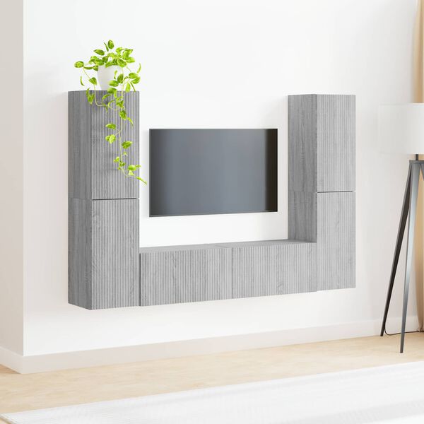 vidaXL Conjunto de mueble de TV 6 pcs Gris Sonoma Madera de ingenier&iacute;a