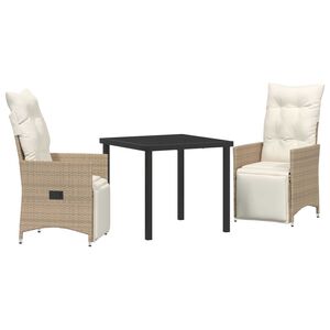 vidaXL Conjunto de Comedor de Jard&iacute;n 3 pcs Beige rat&aacute;n sint&eacute;tico