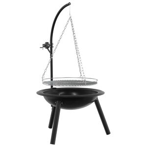 vidaXL Fog&oacute;n con rejilla de grill ajustable ⌀55,5 x 107,5 cm Acero