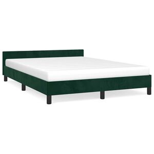 vidaXL Estructura cama sin colch&oacute;n terciopelo verde oscuro 140x200 cm