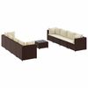 vidaXL Set muebles de jard&iacute;n 9 piezas y cojines rat&aacute;n sint&eacute;tico marr&oacute;n