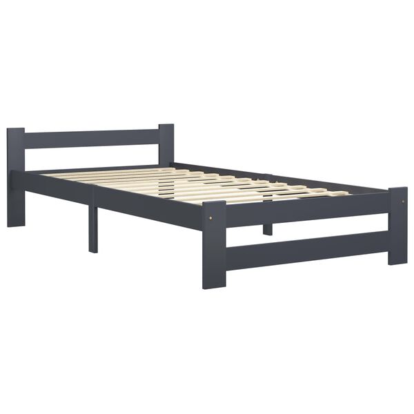 vidaXL Estructura cama sin colchón madera pino gris oscuro 100x200 cm