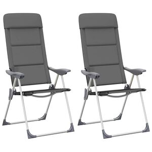 vidaXL Sillas de camping de aluminio 2 unidades gris 58x69x111 cm