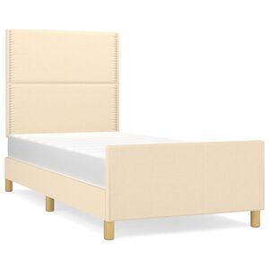vidaXL Estructura de cama sin colch&oacute;n tela crema 100x200 cm