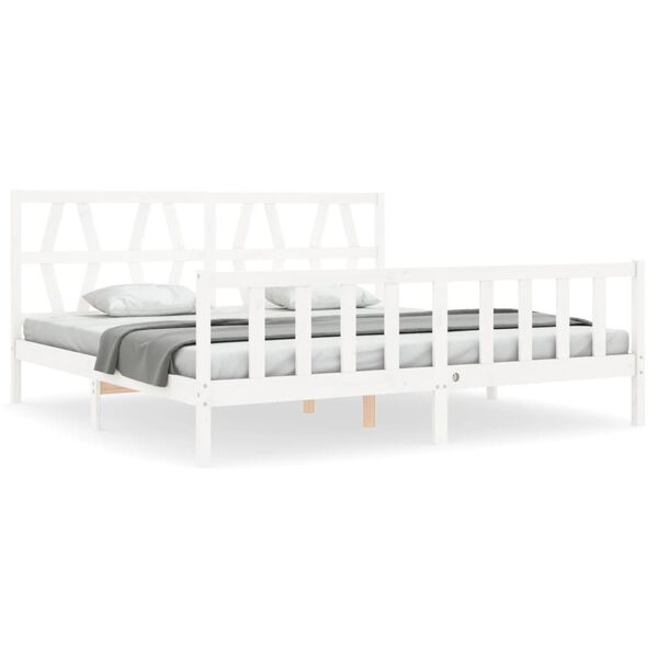 vidaXL Estructura de cama sin colch&oacute;n madera maciza blanca 200x200 cm