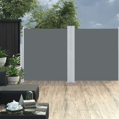 vidaXL Toldo lateral doble y retráctil de jardín gris 170x600 cm