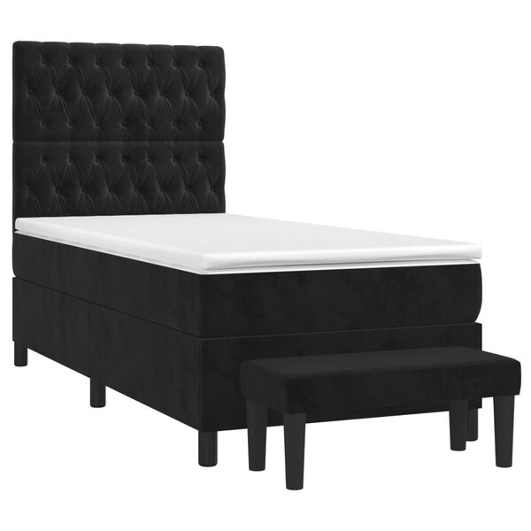 vidaXL Cama box spring con colch&oacute;n terciopelo negro 80x200 cm