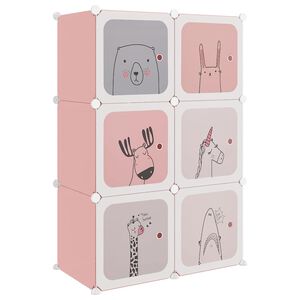 vidaXL Estanter&iacute;a infantil de cubos con 6 compartimentos rosa PP