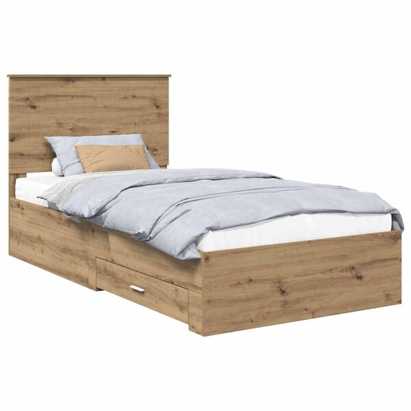 vidaXL Estructura de cama con cabecera Roble artesanal 100 x 200 cm