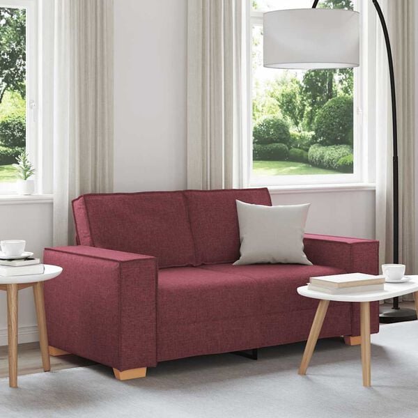 vidaXL Sof&aacute; de 2 plazas de tela color rojo vino, 160x78x84 cm