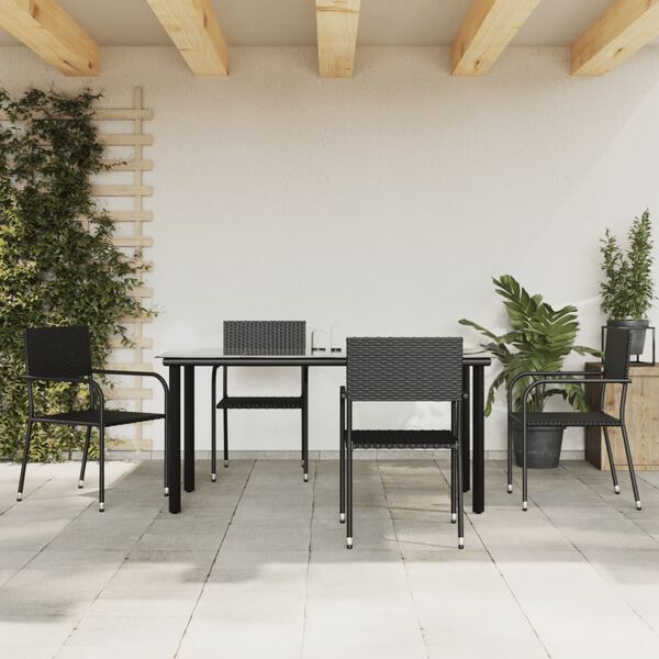 vidaXL Juego de comedor de jardín 5 pzas ratán sintético y acero negro