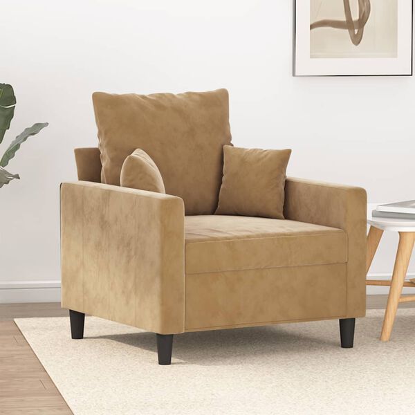 vidaXL Sillón de terciopelo marrón 60 cm