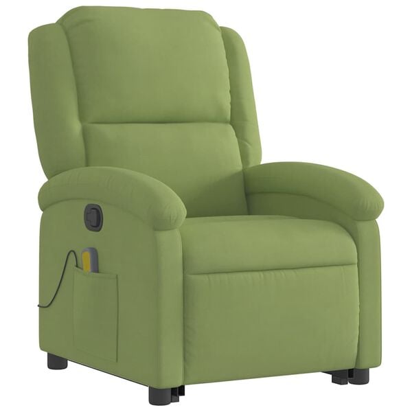 vidaXL Sill&oacute;n reclinable de masaje elevable terciopelo verde claro