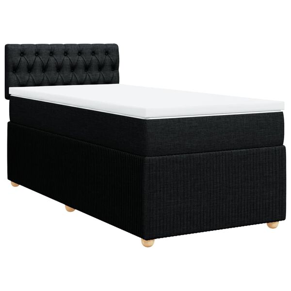 vidaXL Cama box spring con colch&oacute;n tela negro 90x200 cm