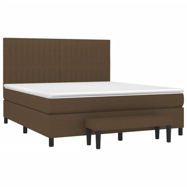 vidaXL Cama box spring con colch&oacute;n tela marr&oacute;n oscuro 160x200 cm