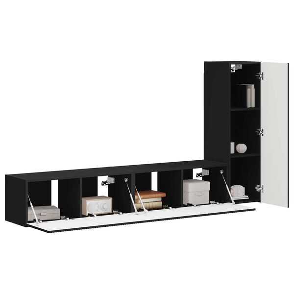 vidaXL Conjunto de mueble de TV 3 pcs Negro Madera de ingenier&iacute;a