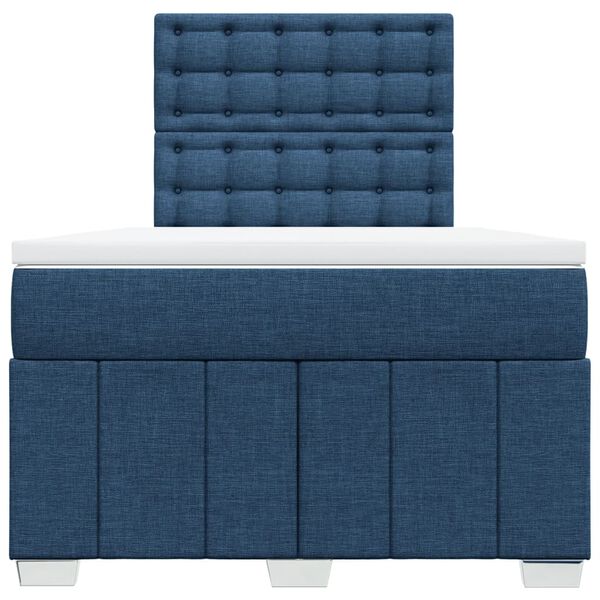 vidaXL Cama box spring con colchón tela azul 120x190 cm