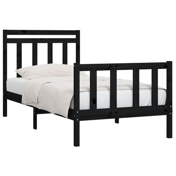 vidaXL Estructura de cama sin colchón madera de pino negro 100x200 cm