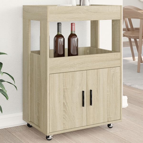vidaXL Carrito de bar madera de ingeniería roble Sonoma 60x39,5x89 cm