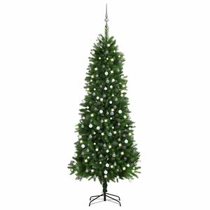 vidaXL &Aacute;rbol de Navidad artificial con luces y bolas verde 240 cm