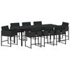vidaXL Conjunto de Comedor de Jard&iacute;n 9 uds. Negro rat&aacute;n sint&eacute;tico