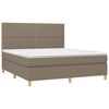 vidaXL Cama box spring colch&oacute;n y luces LED tela gris taupe 180x200 cm