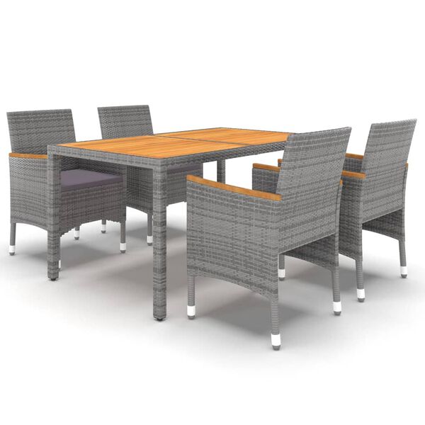 vidaXL Juego de comedor de jardín 5 piezas ratán sintético gris