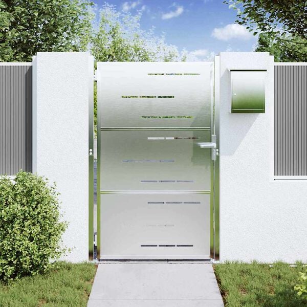 vidaXL Puerta de jardín Plateado 100 x 150 cm Acero inoxidable