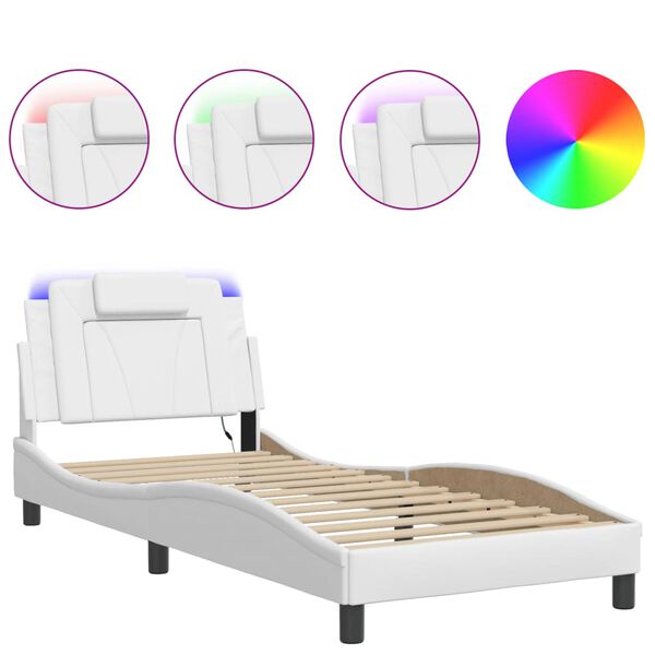 vidaXL Estructura de cama Viana con LED sin colchón blanco 80x200 cm
