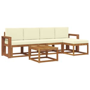 vidaXL Conjunto de sof&aacute;s de exterior con coj&iacute;n 6 pcs Natural y Crema