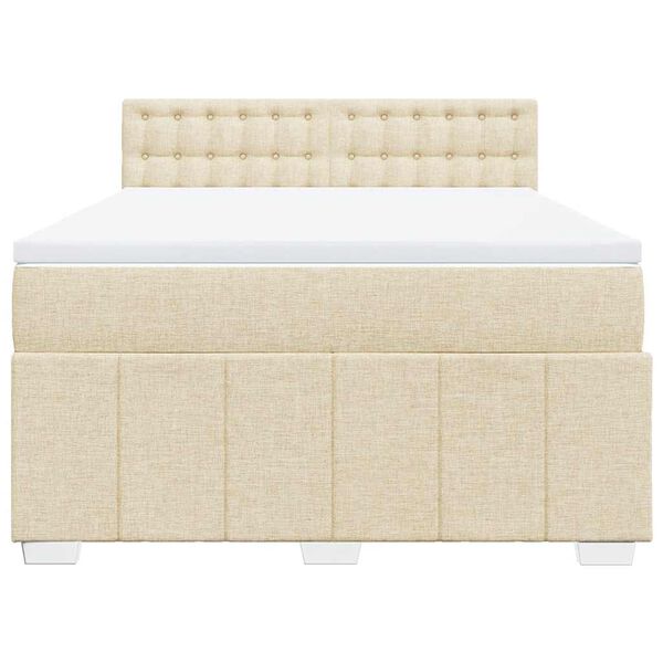vidaXL Cama box spring con colch&oacute;n tela color crema 140x190 cm