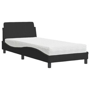 vidaXL Cama con colch&oacute;n Dover terciopelo negro 90x190 cm