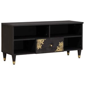 vidaXL Mueble de TV Negro 100 x 33 x 46 cm Madera de mango maciza