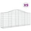 vidaXL Cestas de gaviones 9 uds forma de arco hierro 200x30x80/100 cm