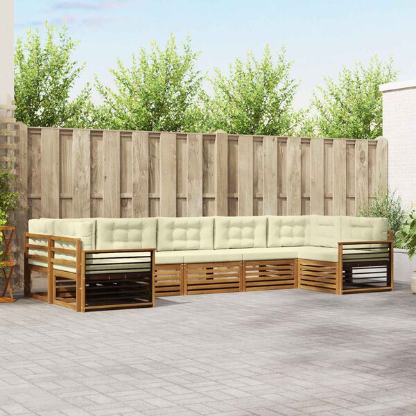 vidaXL Juegos de sof&aacute;s 7 pcs Natural y Crema Madera de Acacia S&oacute;lida