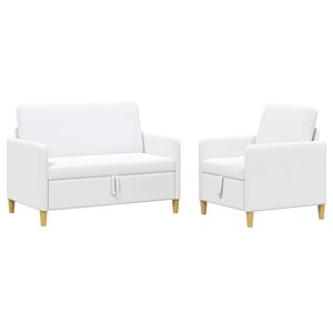 vidaXL Juego de Sof&aacute;s con Almacenamiento 2 uds. Blanco Poli&eacute;ster