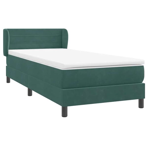 vidaXL Cama box spring con colch&oacute;n terciopelo verde oscuro 80x220 cm